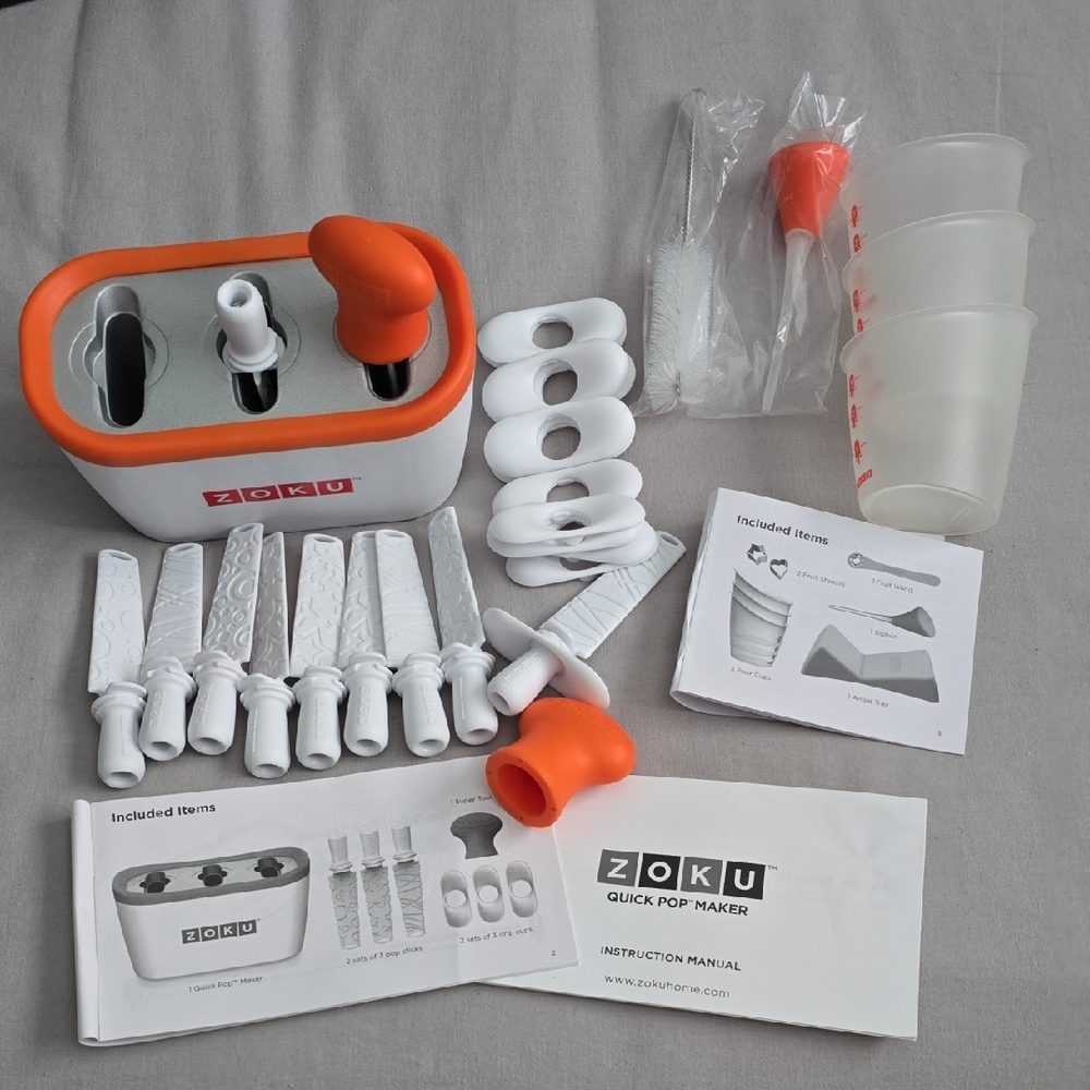 📚Zoku Quick Pop Maker - White & Orange Popsicle Mold Set